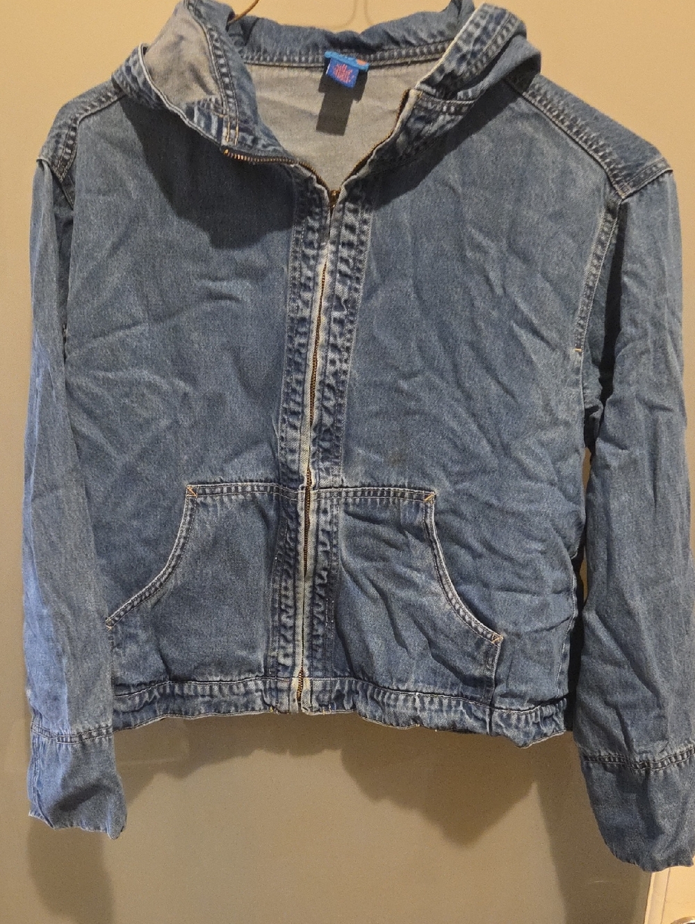 Denim Zip-Up Hoodie Jacket - Light Blue